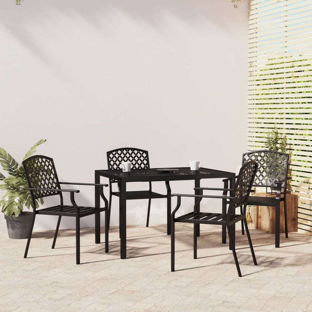 vidaXL 3 Piece Garden Dining Set Anthracite Steel 5 100 cm table length vidaXL