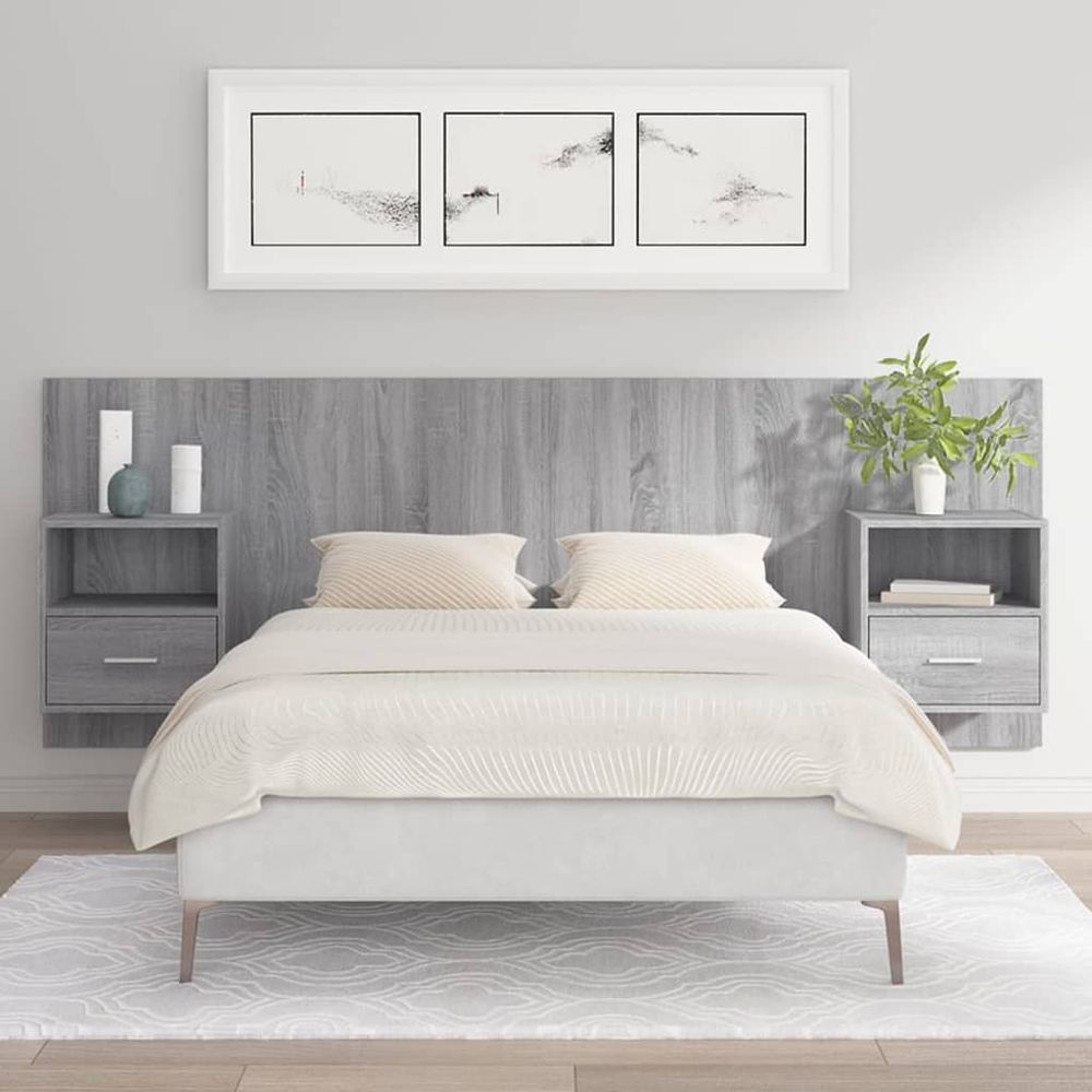 vidaXL Bed Headboard with Cabinets White 120 cm Engineered Wood grey sonoma vidaXL