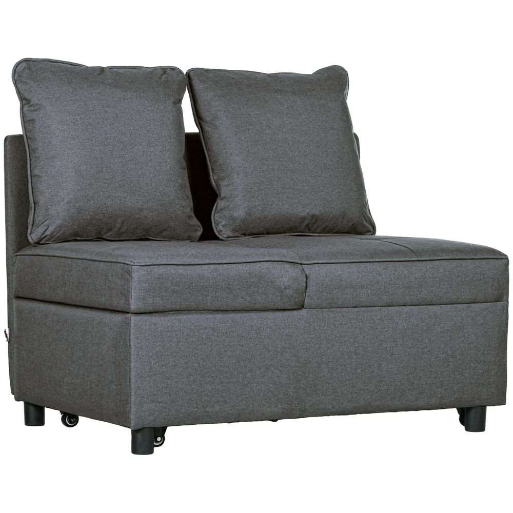 HOMCOM Folding Sleeper Sofa Bed Chair with Pillows, Pocket, Grey HOMCOM