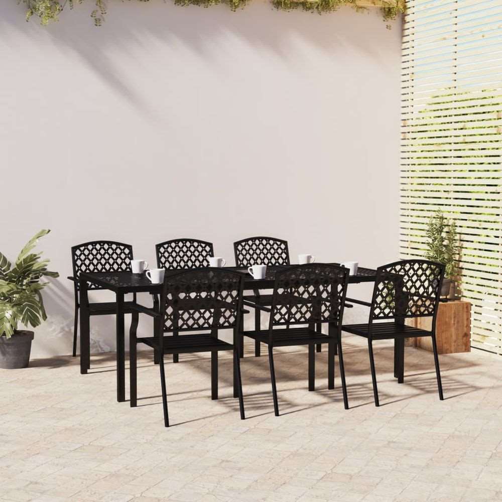 vidaXL 3 Piece Garden Dining Set Anthracite Steel 7 200 cm table length vidaXL