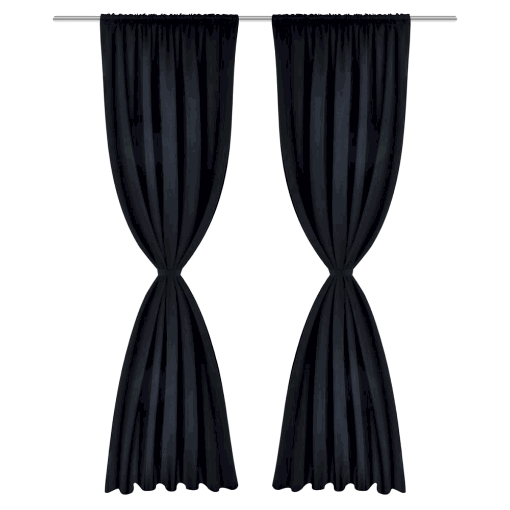 2 pcs Black Slot-Headed Blackout Curtains 135 x 245 cm vidaXL