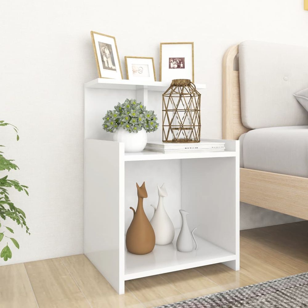 vidaXL Bed Cabinet White 40x35x60 cm Engineered Wood 2 vidaXL