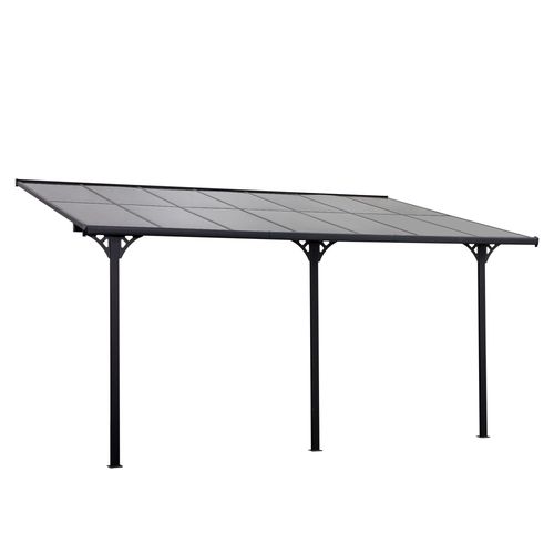 Outdoor Patio Gazebo Pergola, Aluminum Post, 4.35x3m Mounted on the Wall Roof Outsunny