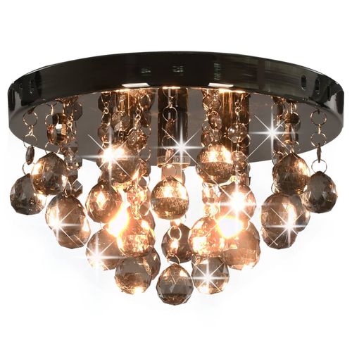 vidaXL Ceiling Lamp with Smoky Beads Black Round G9 black vidaXL