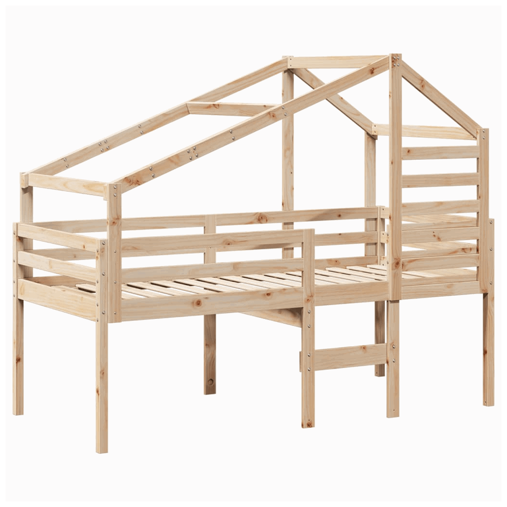 vidaXL High Sleeper Bed with Roof 90x200 cm Solid Wood Pine vidaXL