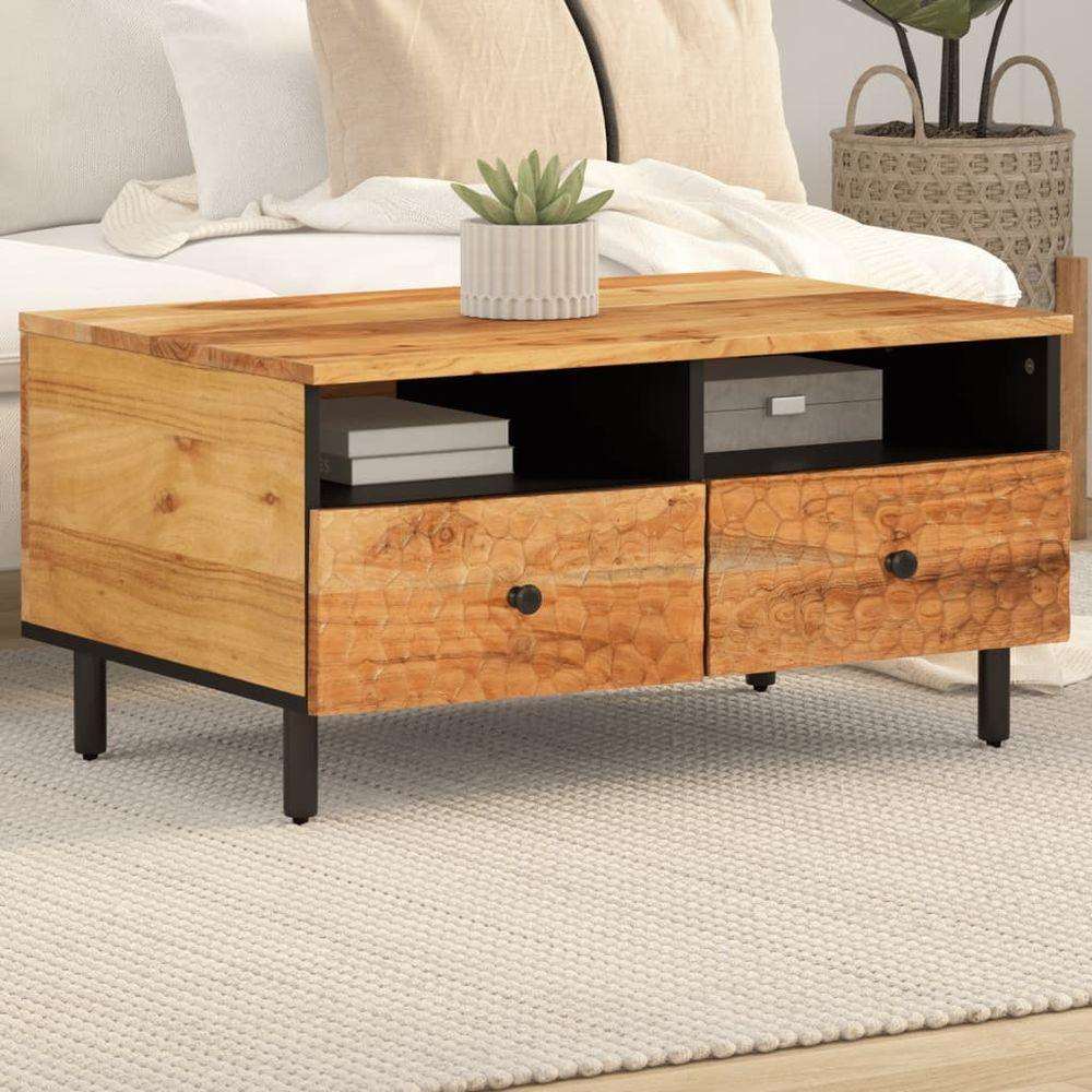 vidaXL Coffee Table Black 80x54x40 cm Solid Wood Mango natural vidaXL