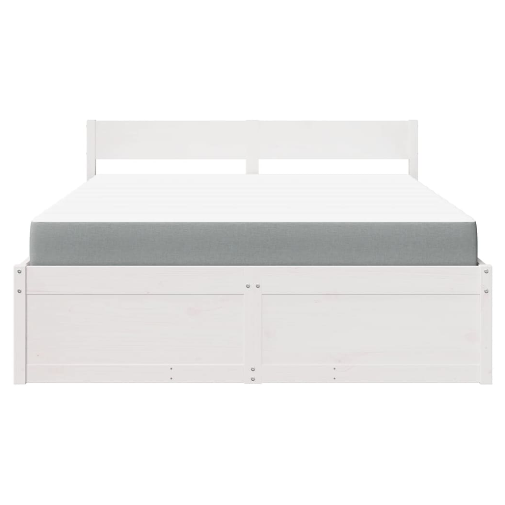 vidaXL Bed with Drawers and Mattress White 140x200 cm Solid Wood Pine vidaXL