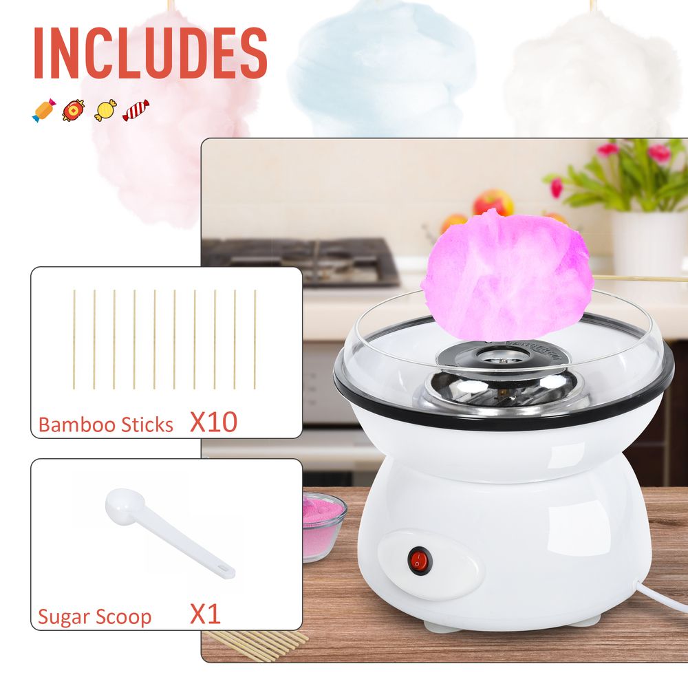 450W Non-Stick Stainless Steel Candyfloss Machine White HOMCOM