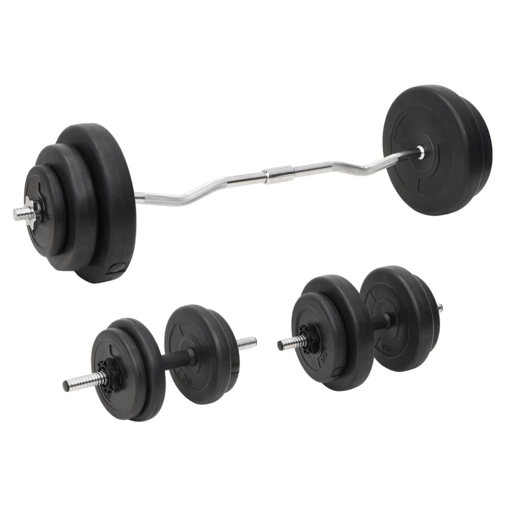 Barbell + 2 Dumbbell Set 60.5kg curl bar vidaXL