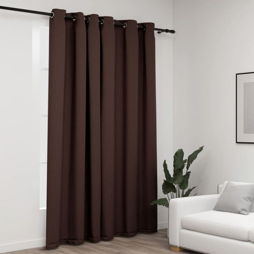 vidaXL Linen-Look Blackout Curtains with Grommets Black 290x245cm vidaXL