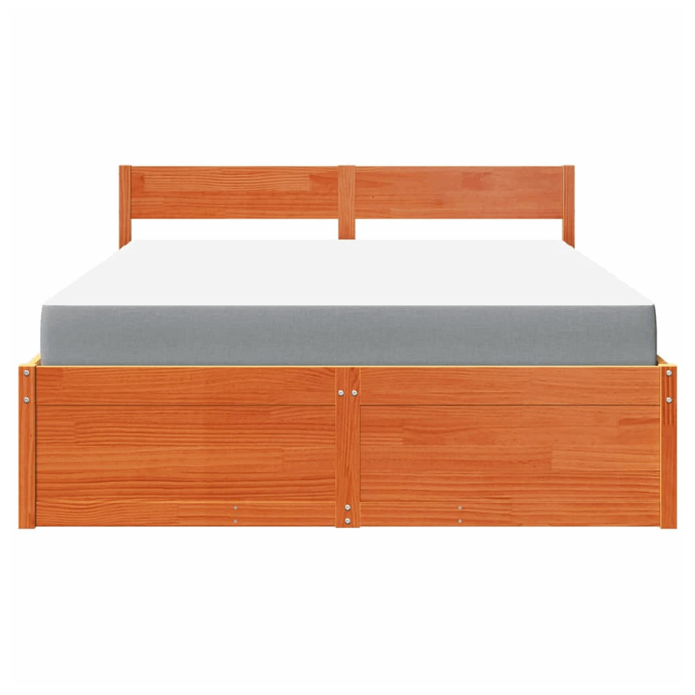 vidaXL Bed with Drawers and Mattress Wax Brown 160x200 cm Solid Wood Pine vidaXL