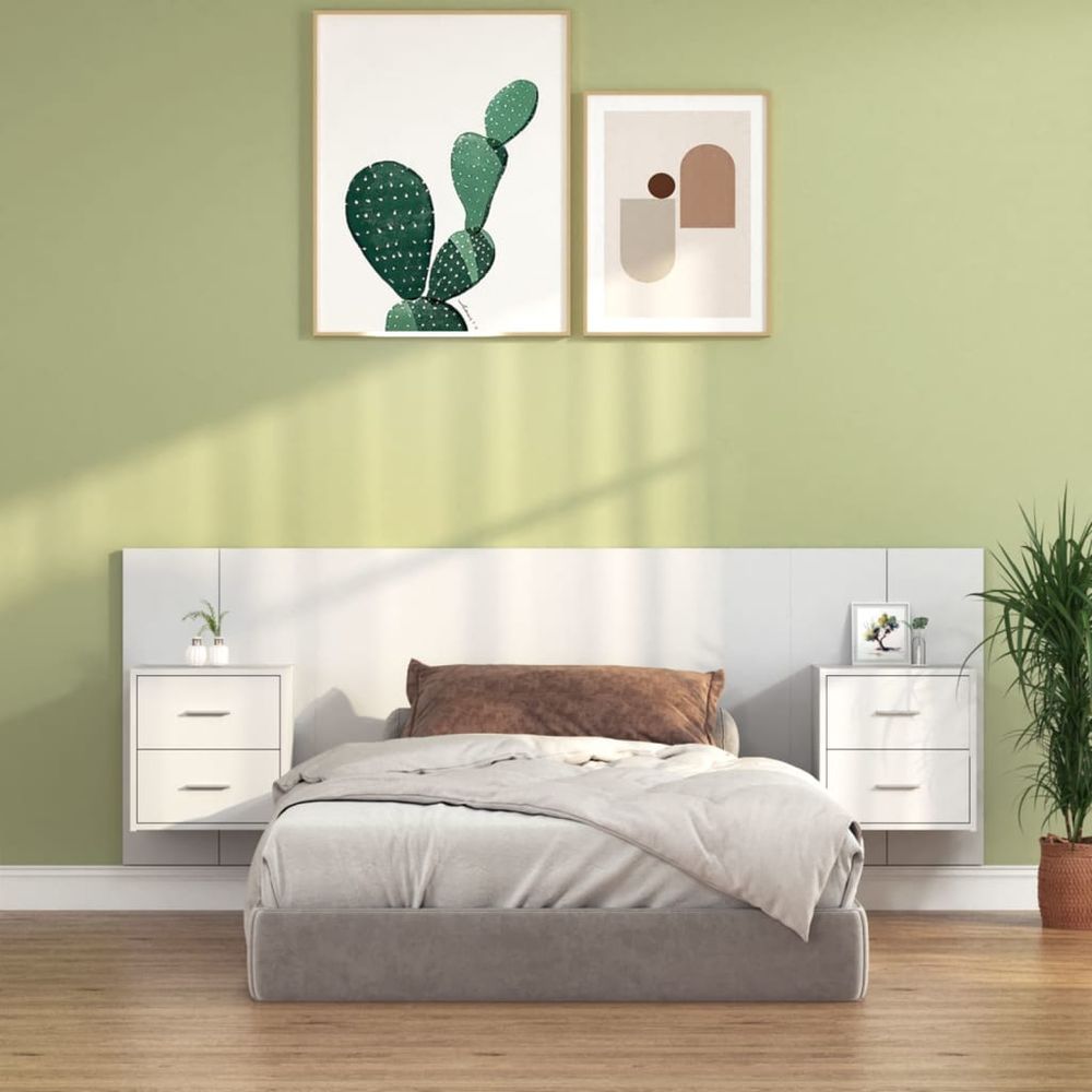 vidaXL Bed Headboard with Cabinets White 120 cm Engineered Wood white vidaXL