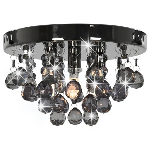 vidaXL Ceiling Lamp with Smoky Beads Black Round G9 vidaXL