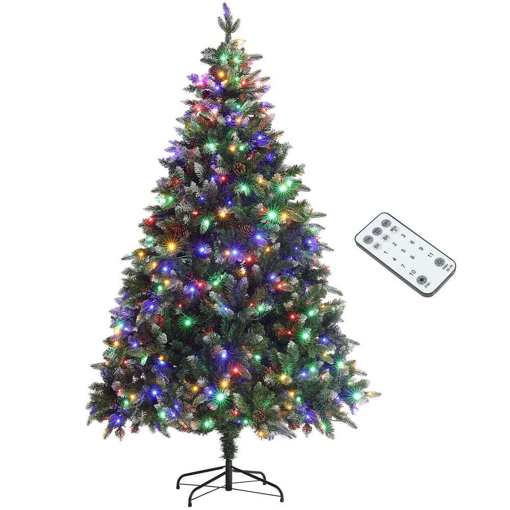 HOMCOM 6 Ft Artificial LED Christmas Tree with Metal Base, Hinged Branches HOMCOM