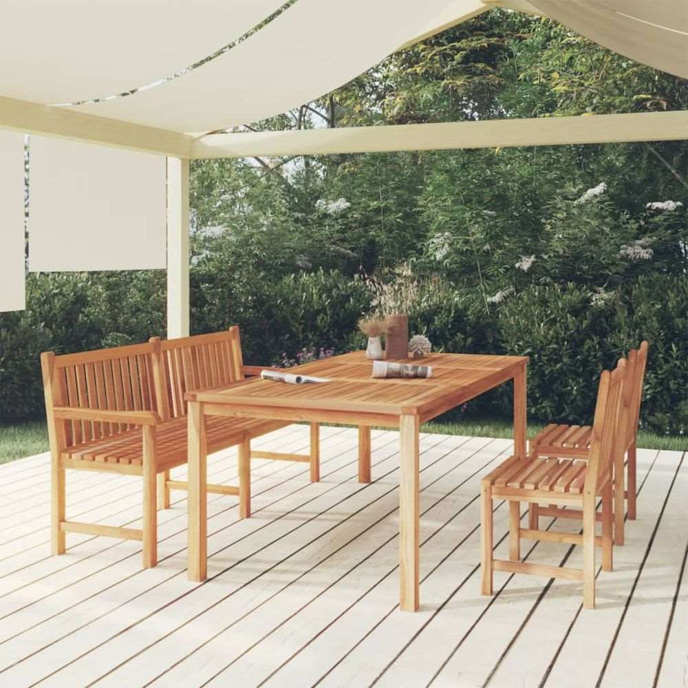 vidaXL 3 Piece Garden Dining Set Solid Wood Teak bench + 2x chair + table vidaXL