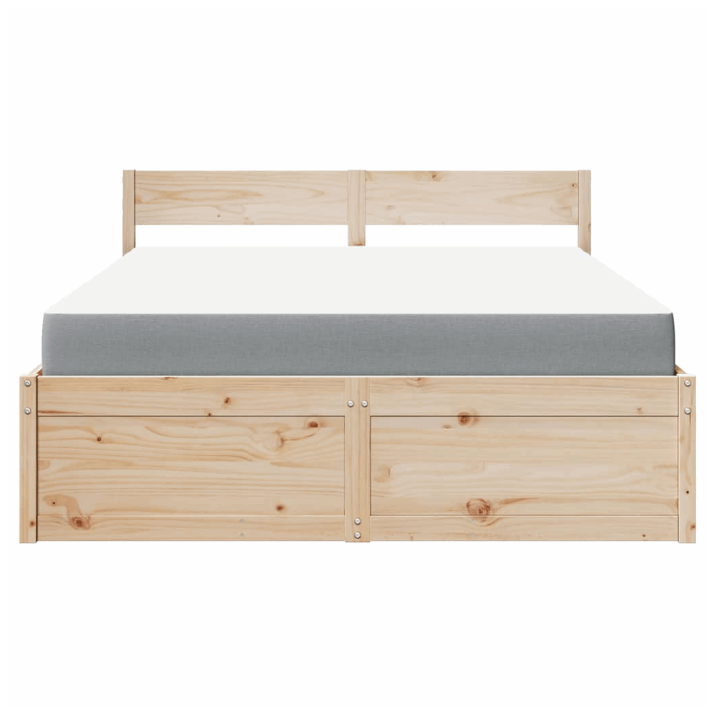 vidaXL Bed with Drawers and Mattress 160x200 cm Solid Wood Pine vidaXL