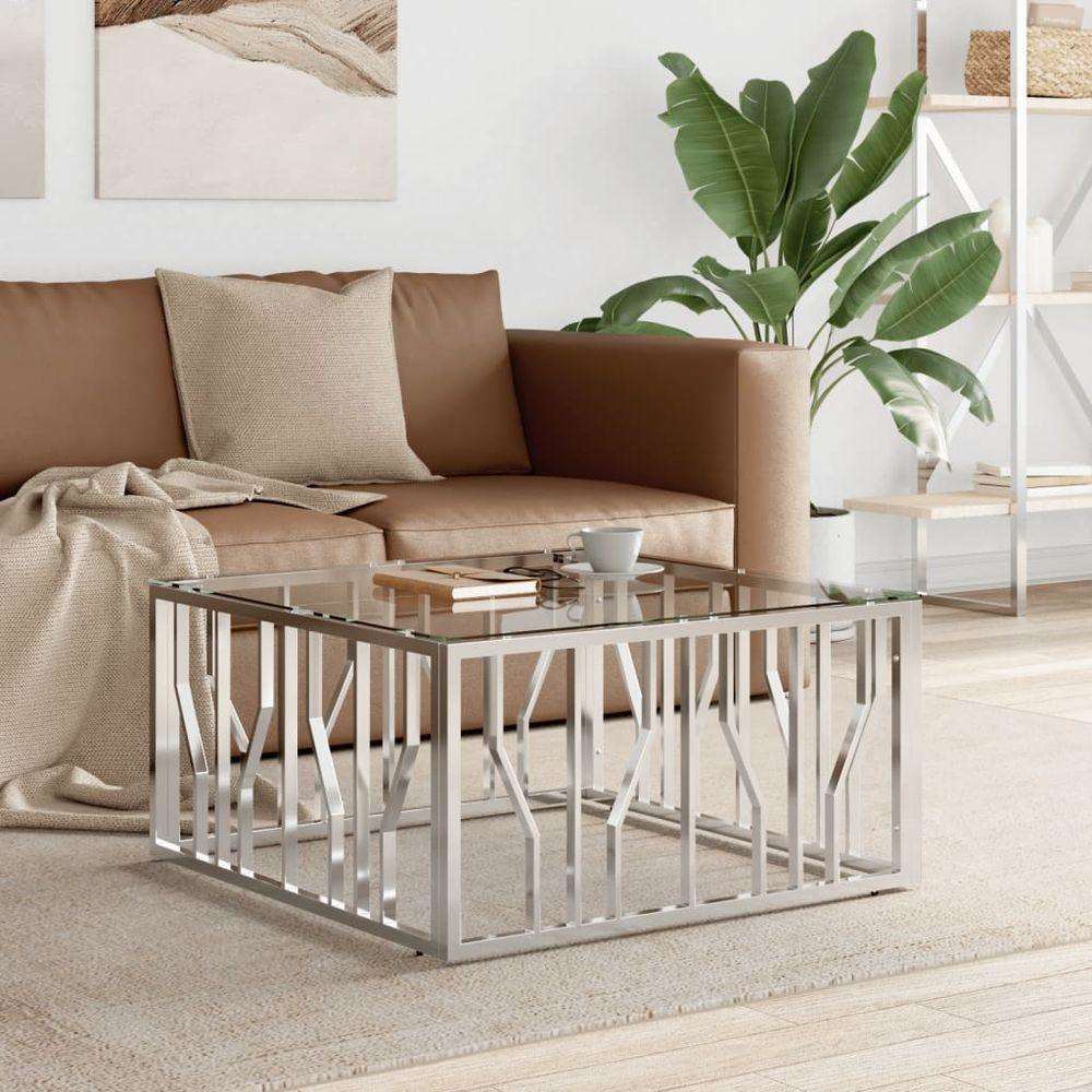 vidaXL Coffee Table 80x80x40 cm Stainless Steel and Glass silver vidaXL