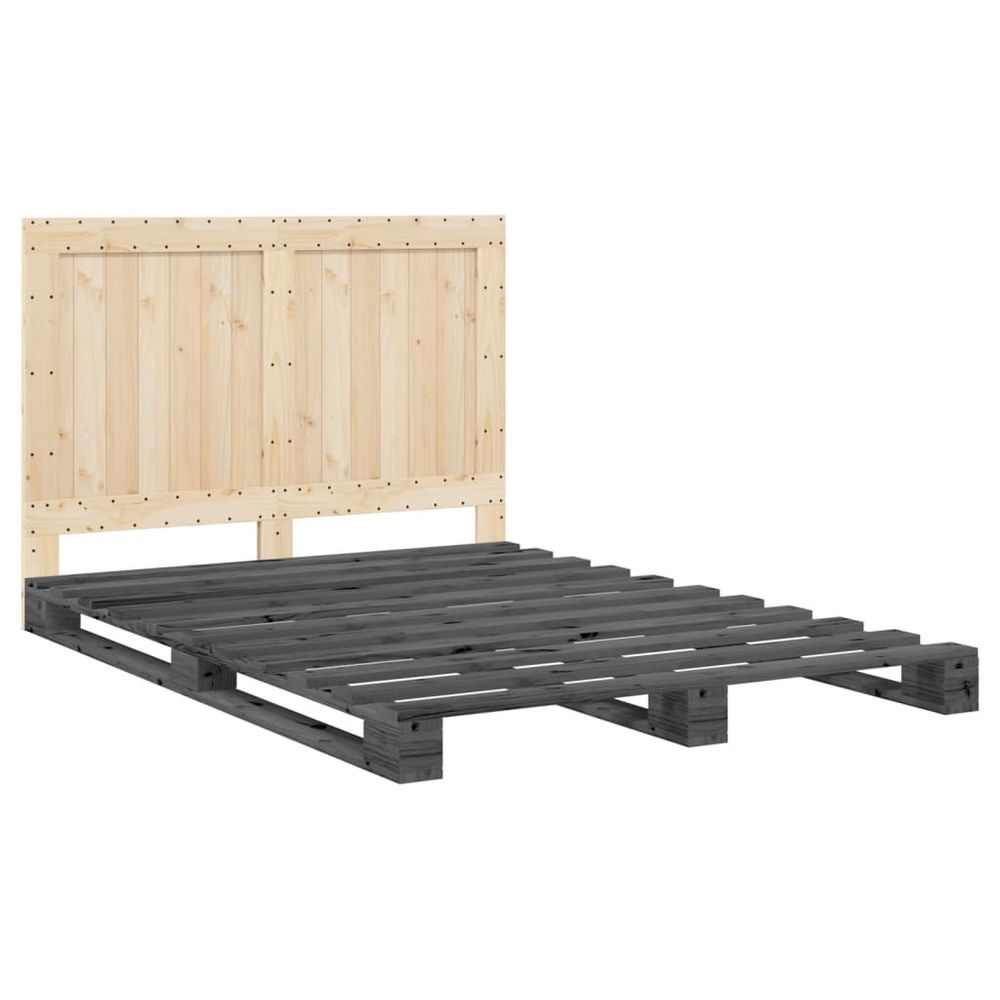 vidaXL Bed Frame with Headboard Grey 140x200 cm Solid Wood Pine vidaXL