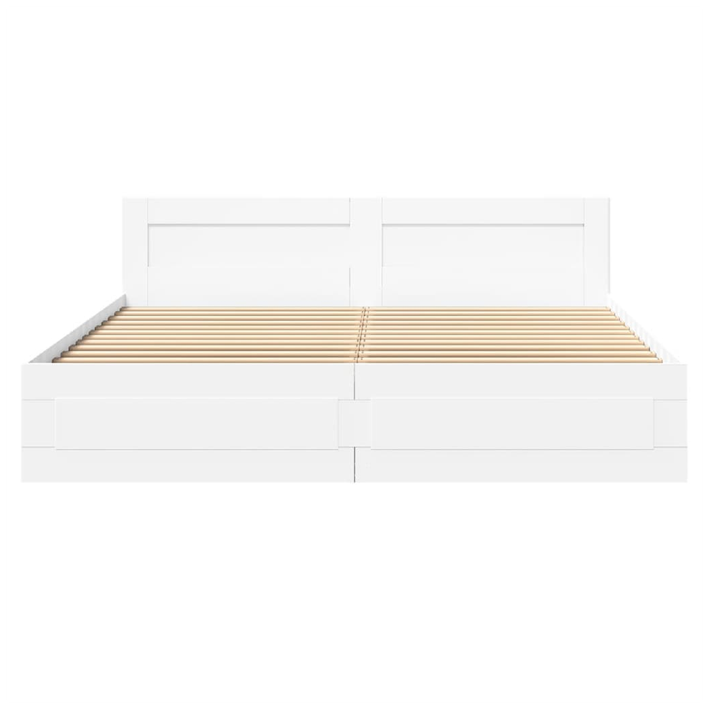 vidaXL Bed Frame with Headboard White 200x200 cm Engineered Wood vidaXL