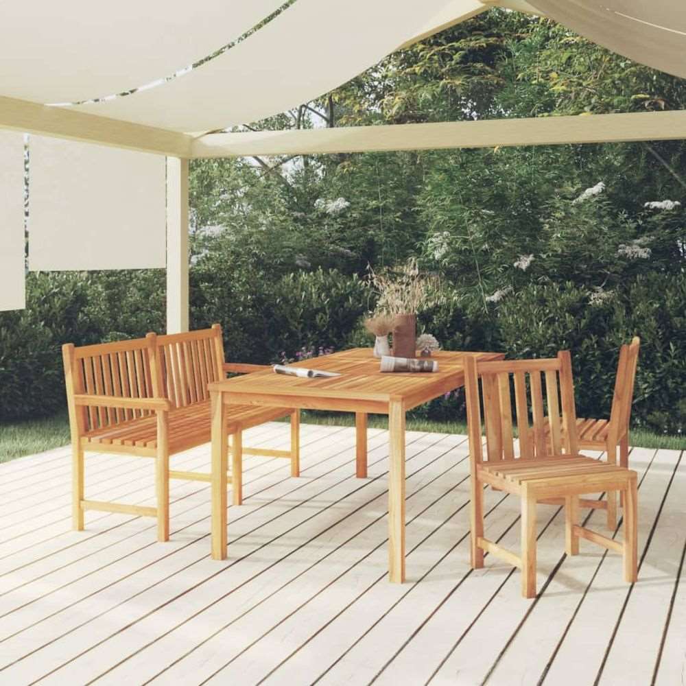 vidaXL 3 Piece Garden Dining Set Solid Wood Teak bench + 2x chair + table vidaXL