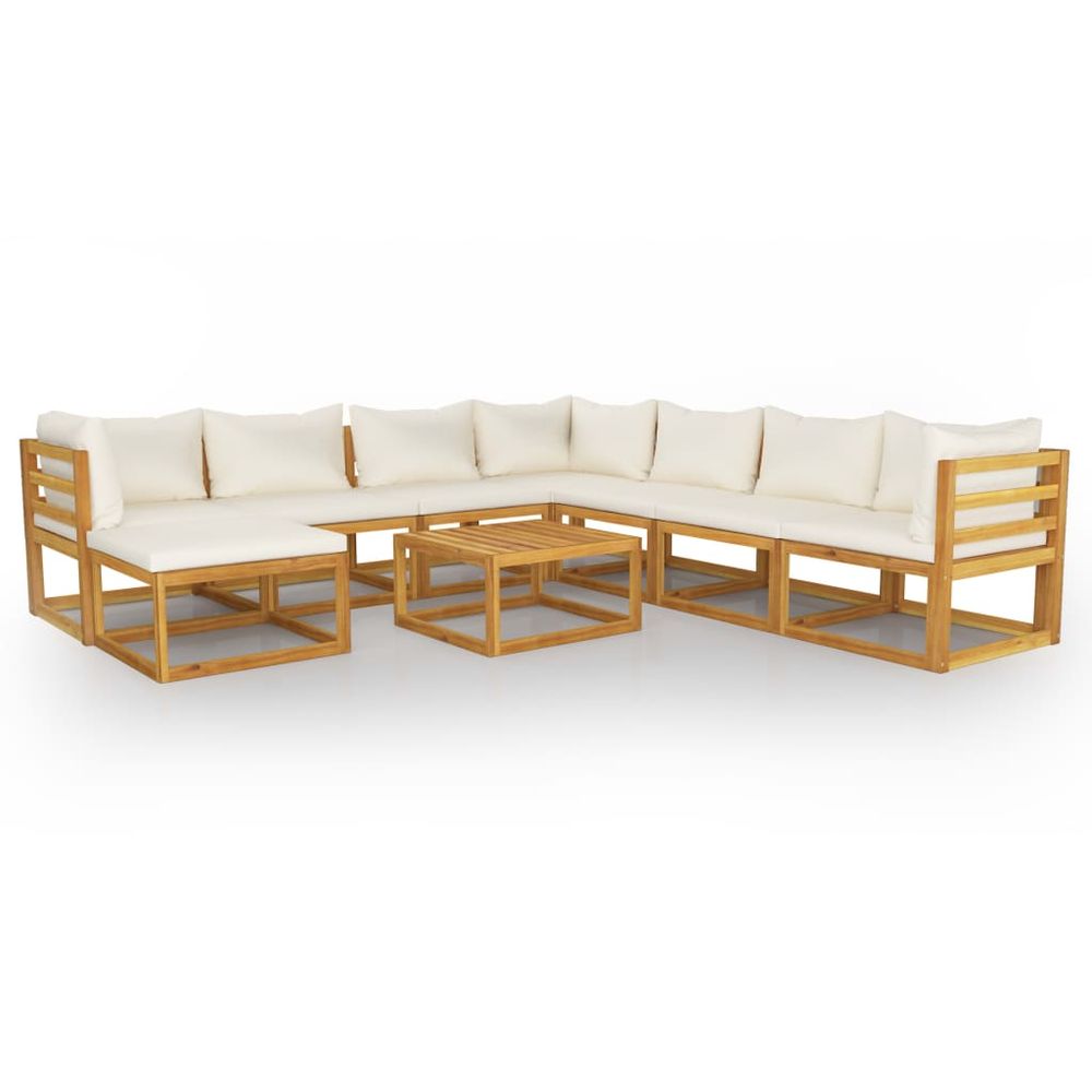 vidaXL 9 Piece Garden Lounge Set with Cushions Solid Wood Acacia vidaXL