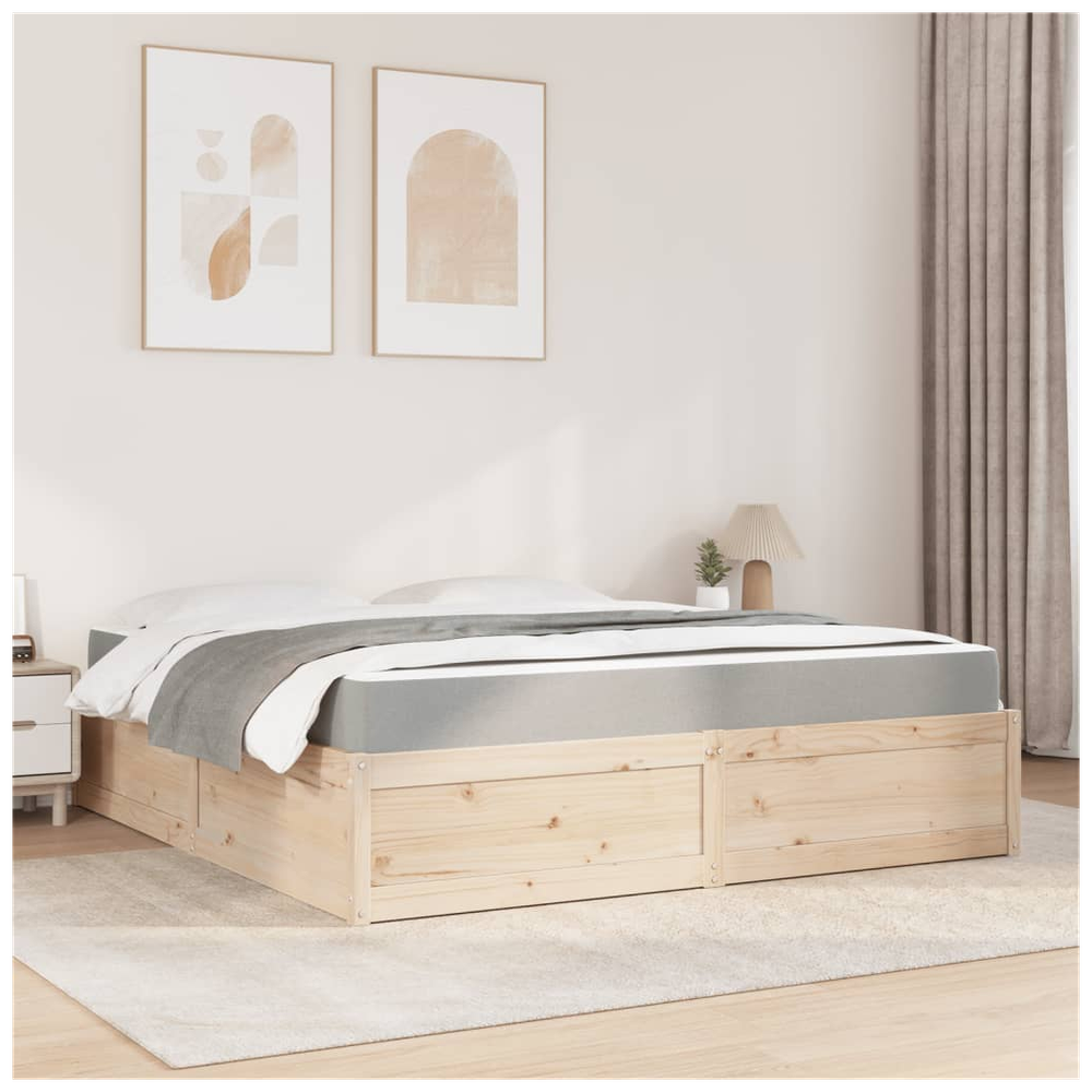 vidaXL Bed with Mattress 180x200 cm Super King Solid Wood Pine vidaXL