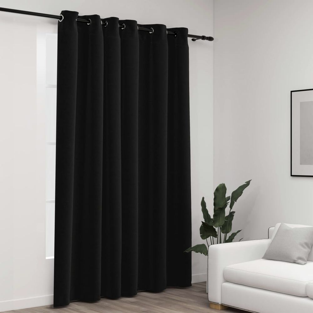 vidaXL Linen-Look Blackout Curtains with Grommets Black 290x245cm vidaXL