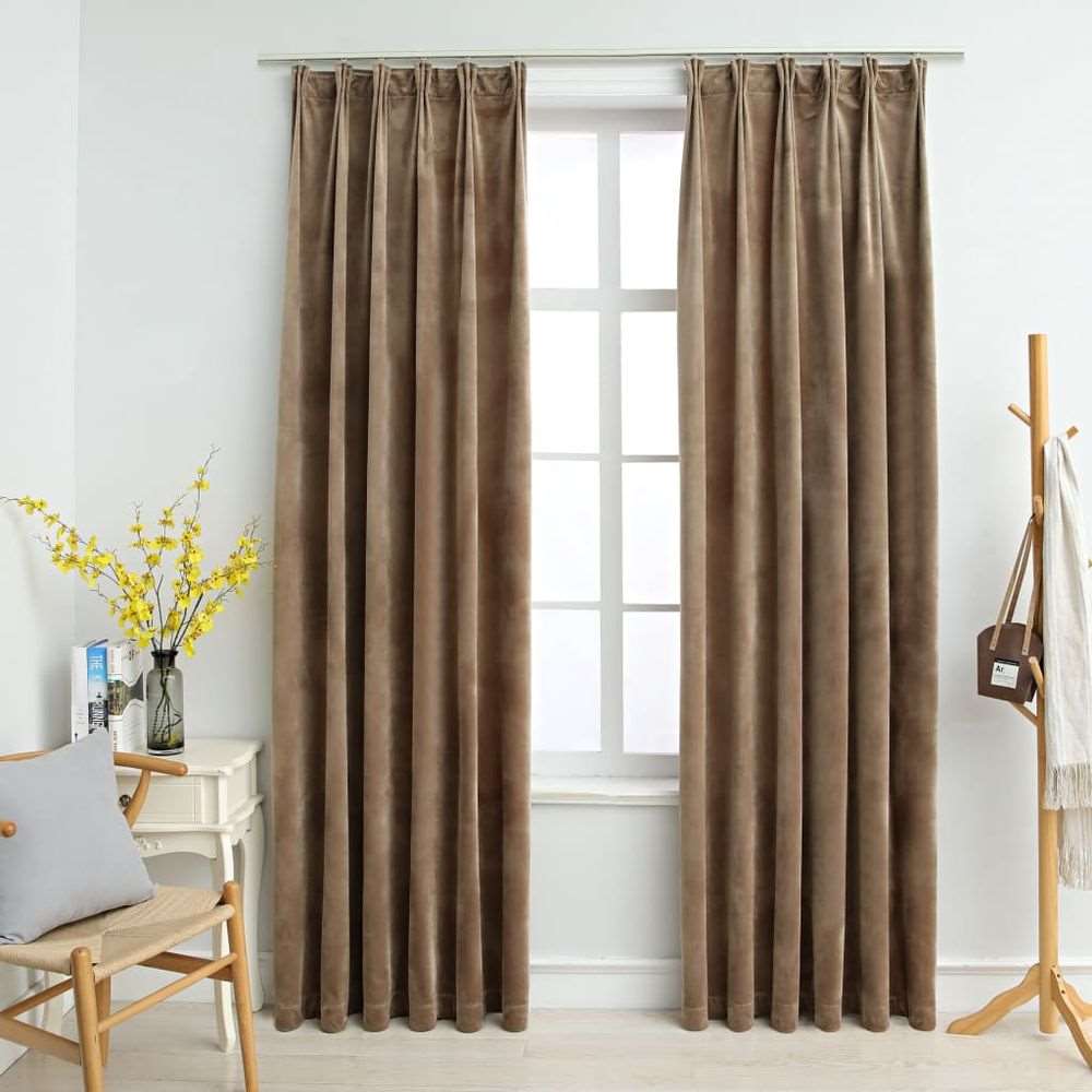 vidaXL Blackout Curtains 2 pcs with Hooks Velvet Black 140x175 cm vidaXL