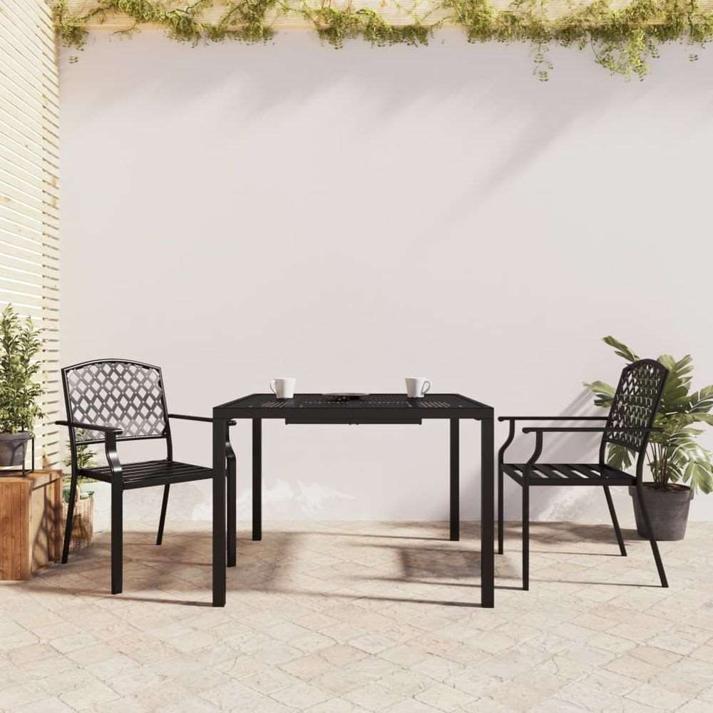 vidaXL 3 Piece Garden Dining Set Anthracite Steel 3 100 cm table length vidaXL