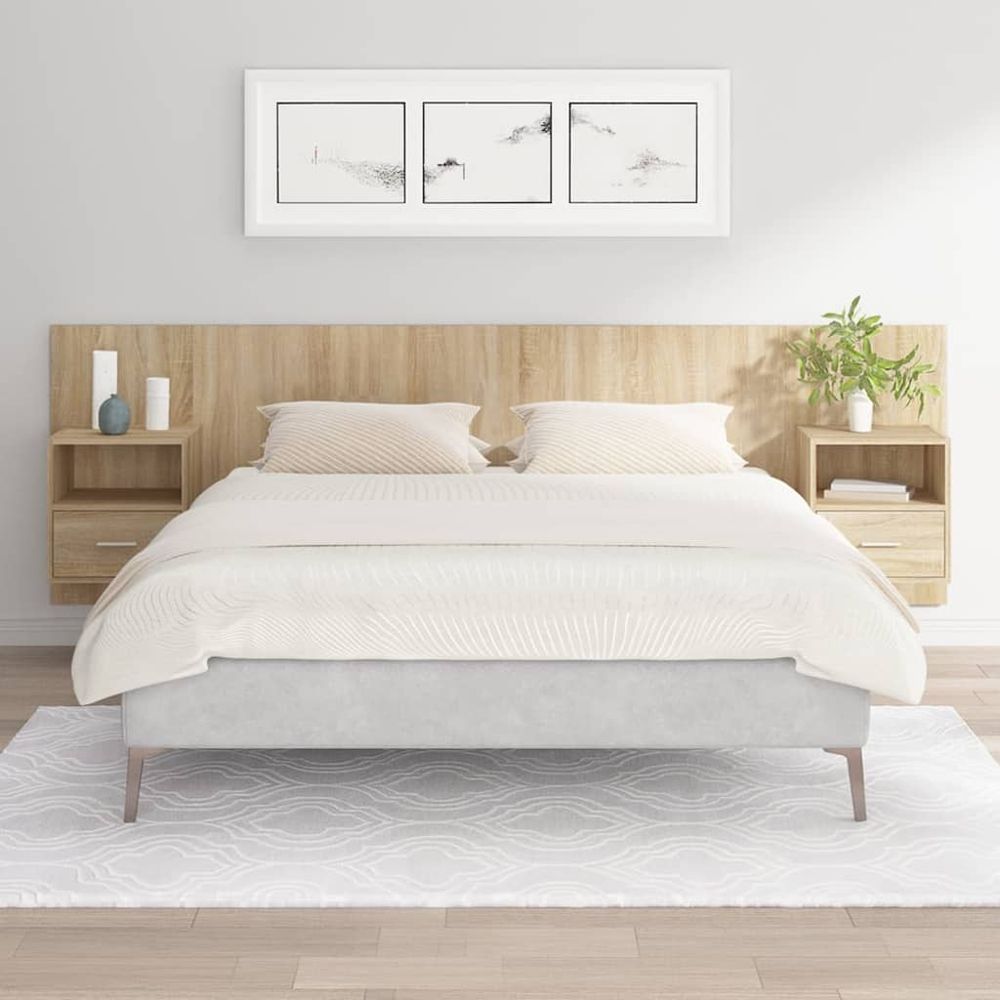 vidaXL Bed Headboard with Cabinets White 160 cm Engineered Wood sonoma oak vidaXL