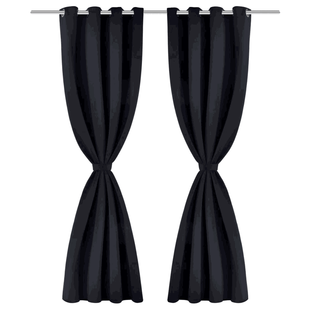 vidaXL Blackout Curtains 2 pcs with Metal Eyelets 135x175 cm Black vidaXL