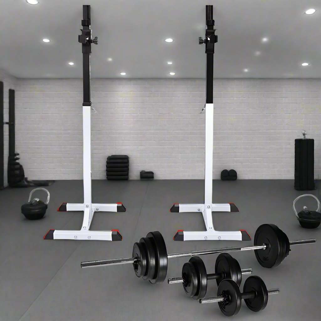 Barbell Squat Rack with Barbell and Dumbbell Set 30.5 kg vidaXL