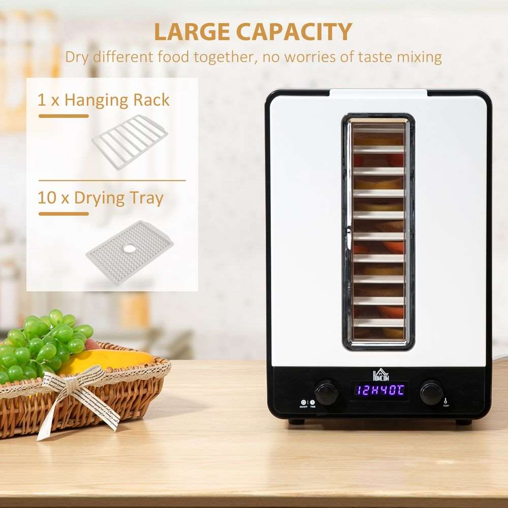 11Tier Food Dehydrator 550W Food Dryer Machine with Adjustable Temperature White HOMCOM