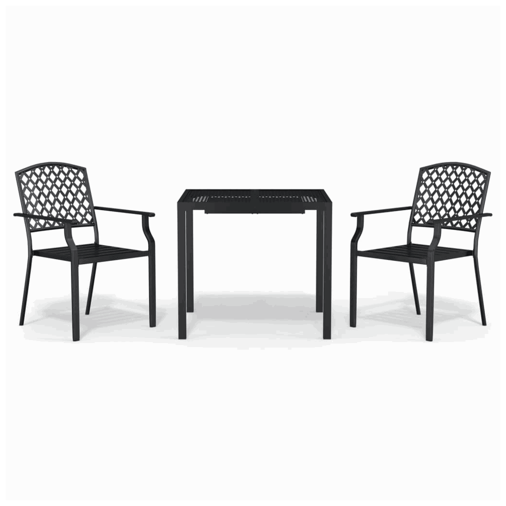 vidaXL 3 Piece Garden Dining Set Anthracite Steel vidaXL