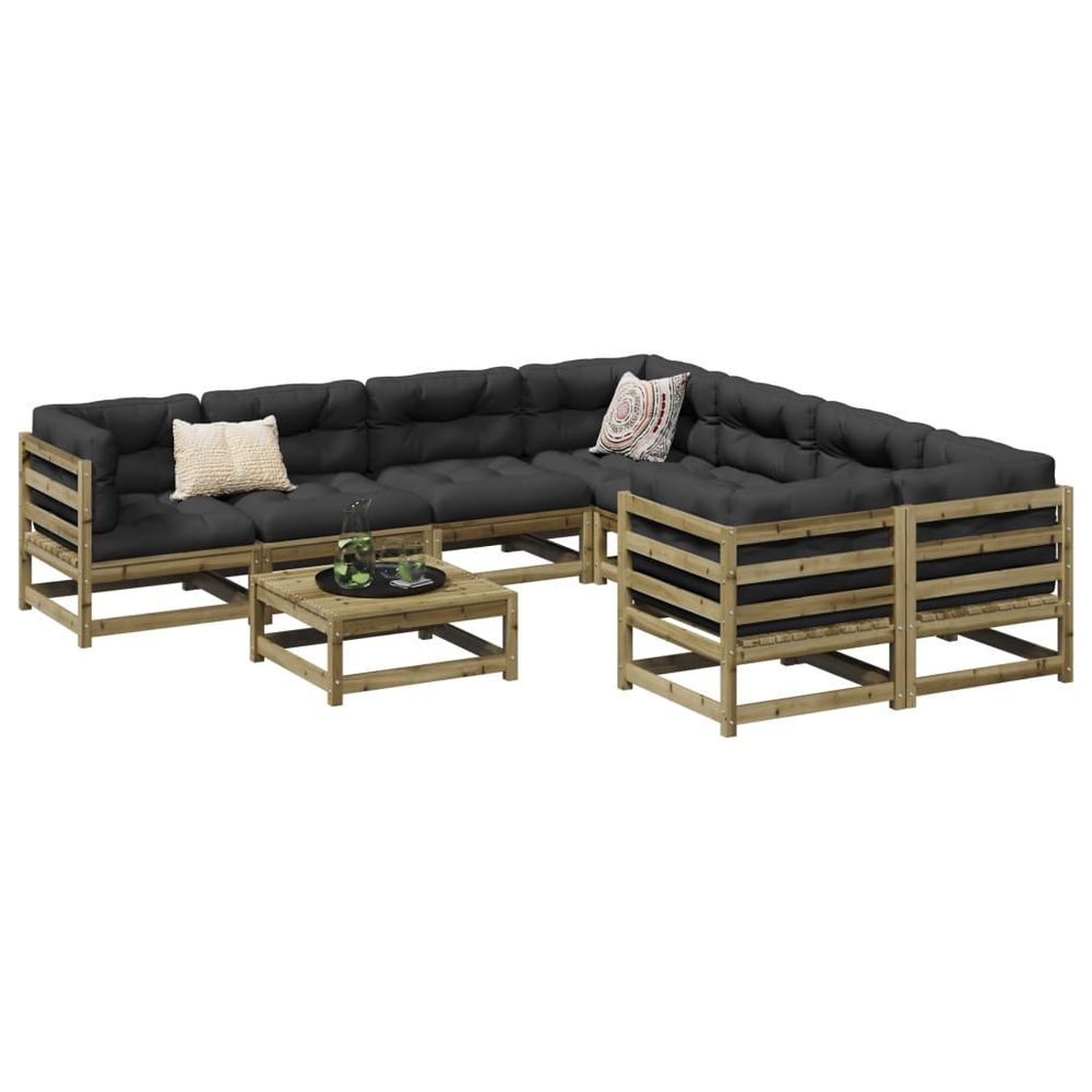 vidaXL 9 Piece Garden Sofa Set Solid Wood Pine natural impregnated vidaXL