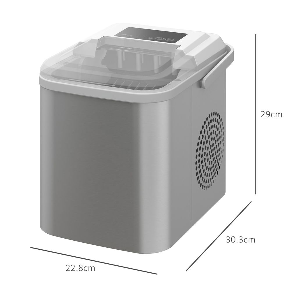 HOMCOM Portable Ice Cube Maker w/ 2 Cube Sizes 12Kg/24 Hrs, 9 Cubes/ 6-13Mins HOMCOM