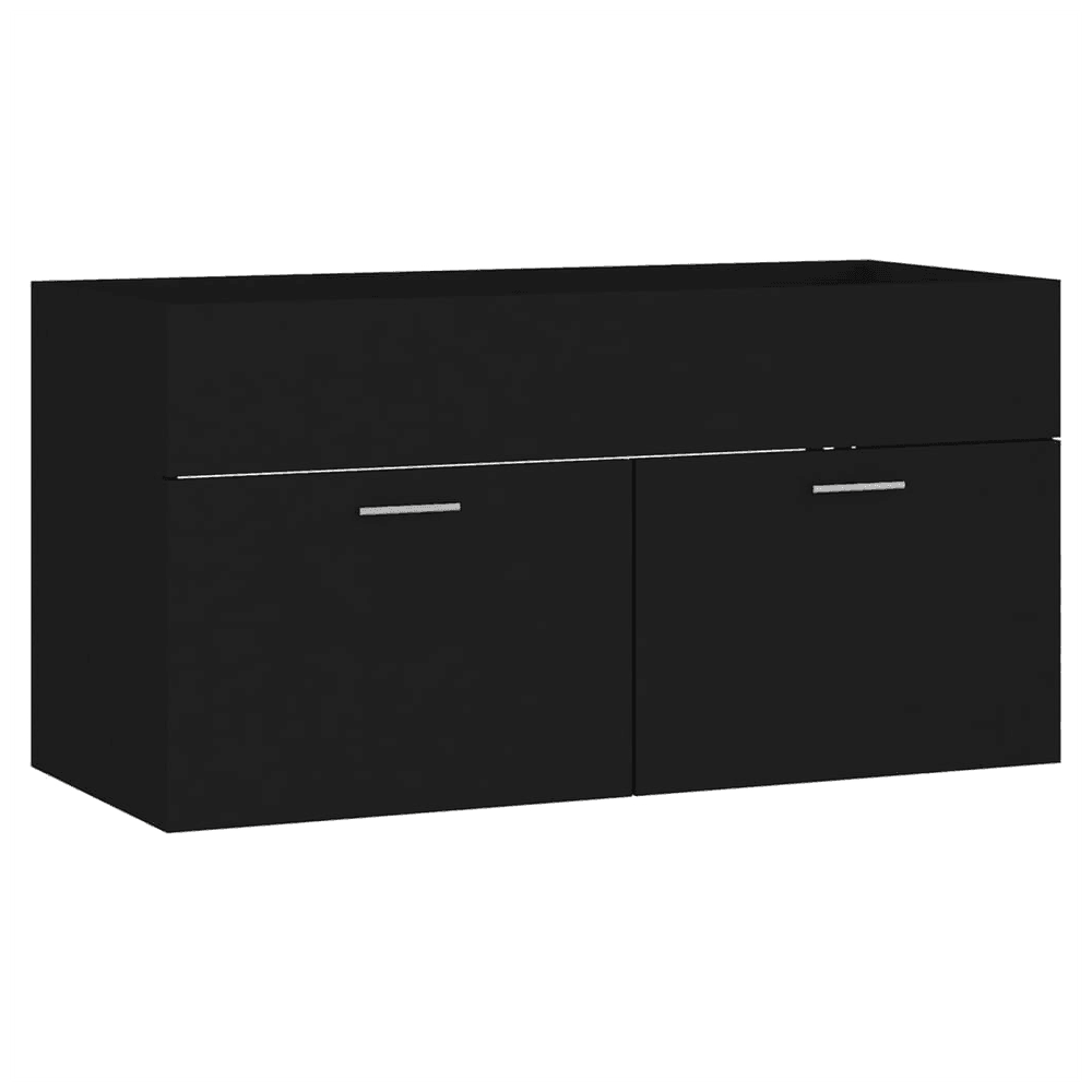 vidaXL Bathroom Furniture Set Black Engineered Wood vidaXL