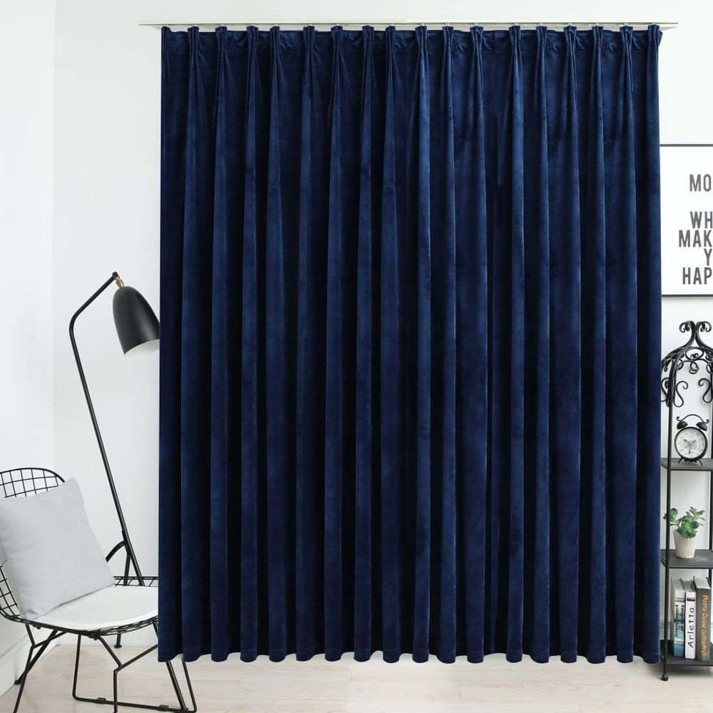 vidaXL Blackout Curtain with Hooks Velvet Black 290x245 cm vidaXL