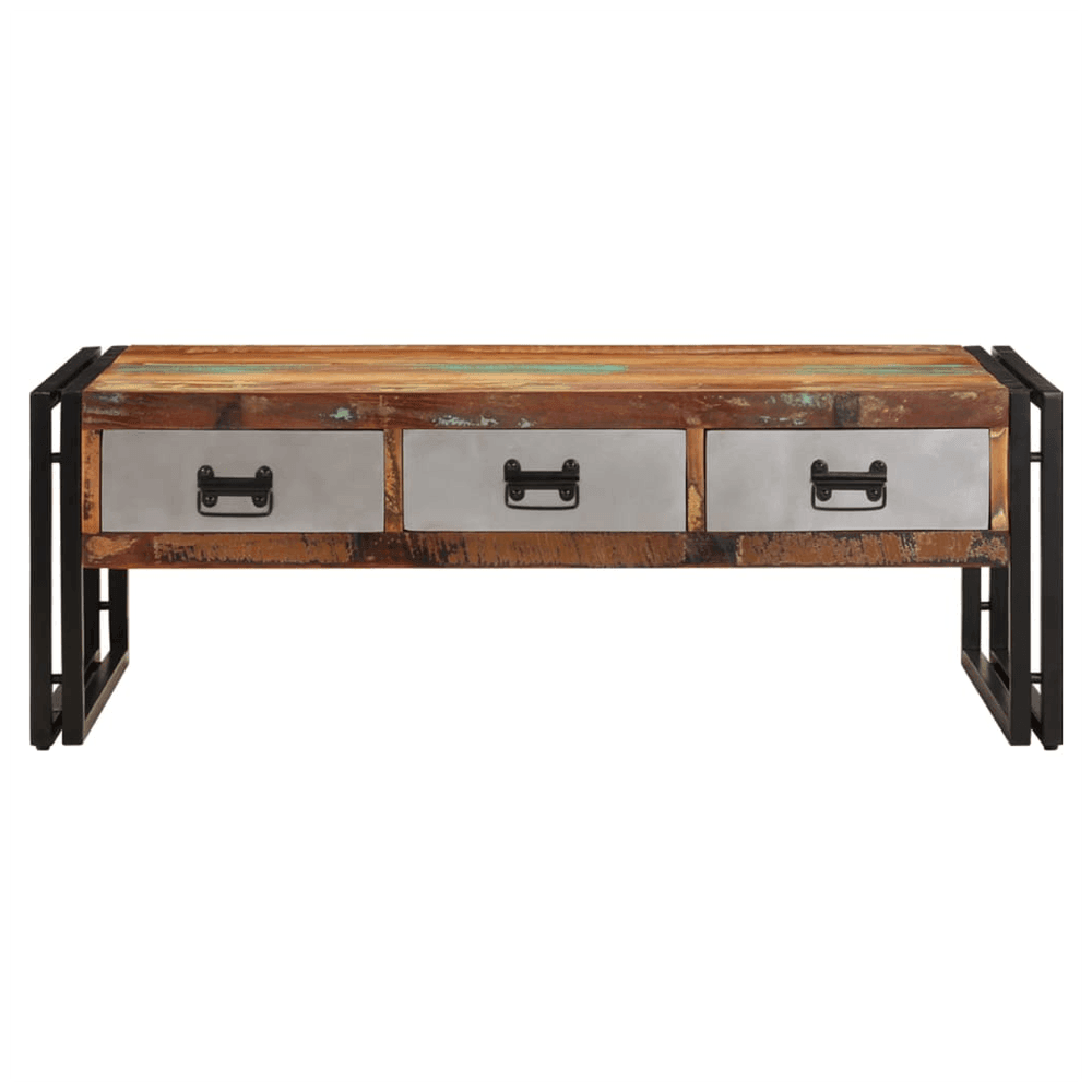 vidaXL Coffee Table with 3 Drawers Solid Reclaimed Wood 100x50x35 cm vidaXL