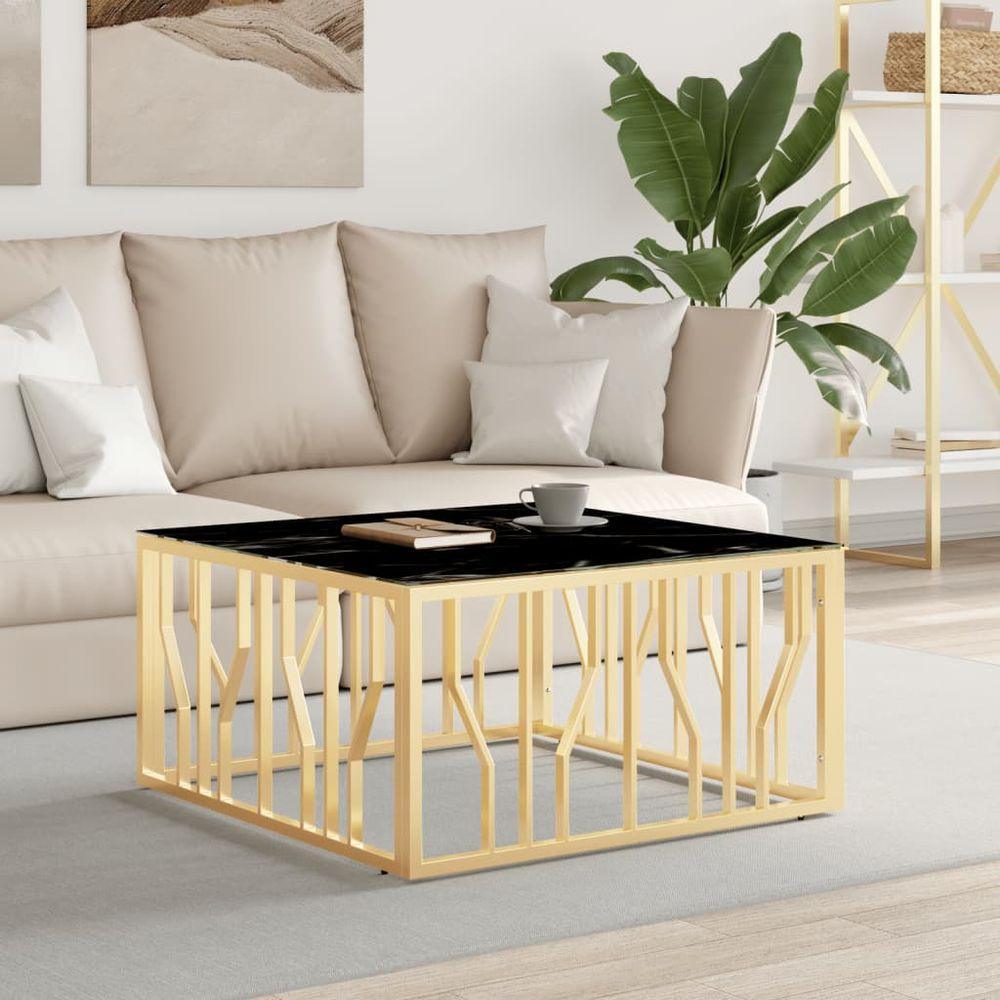 vidaXL Coffee Table 80x80x40 cm Stainless Steel and Glass gold and black glass vidaXL