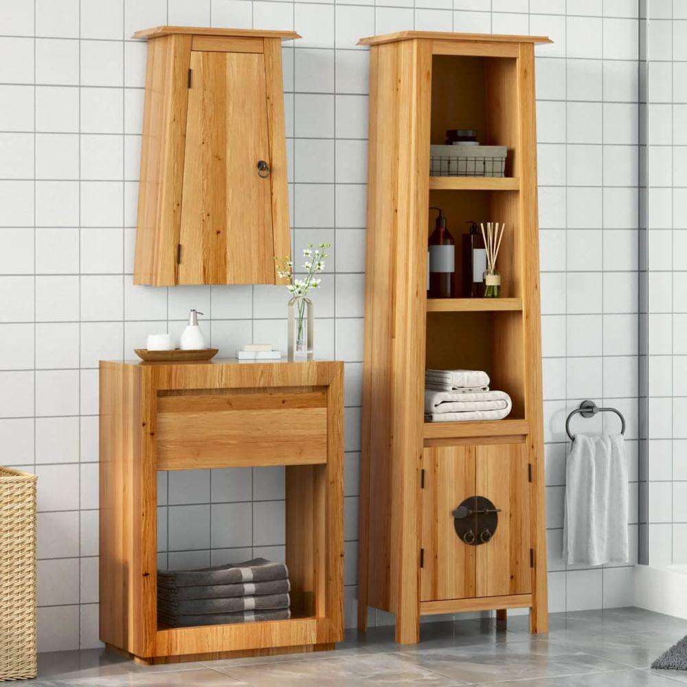 vidaXL 4 Piece Bathroom Furniture Set Solid Wood Pine tall cabinet + wall cabinet vidaXL