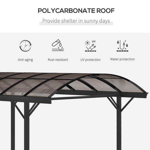 5 x 3m Hardtop Aluminium Gazebo Pergola Polycarbonate Roof, Brown Outsunny