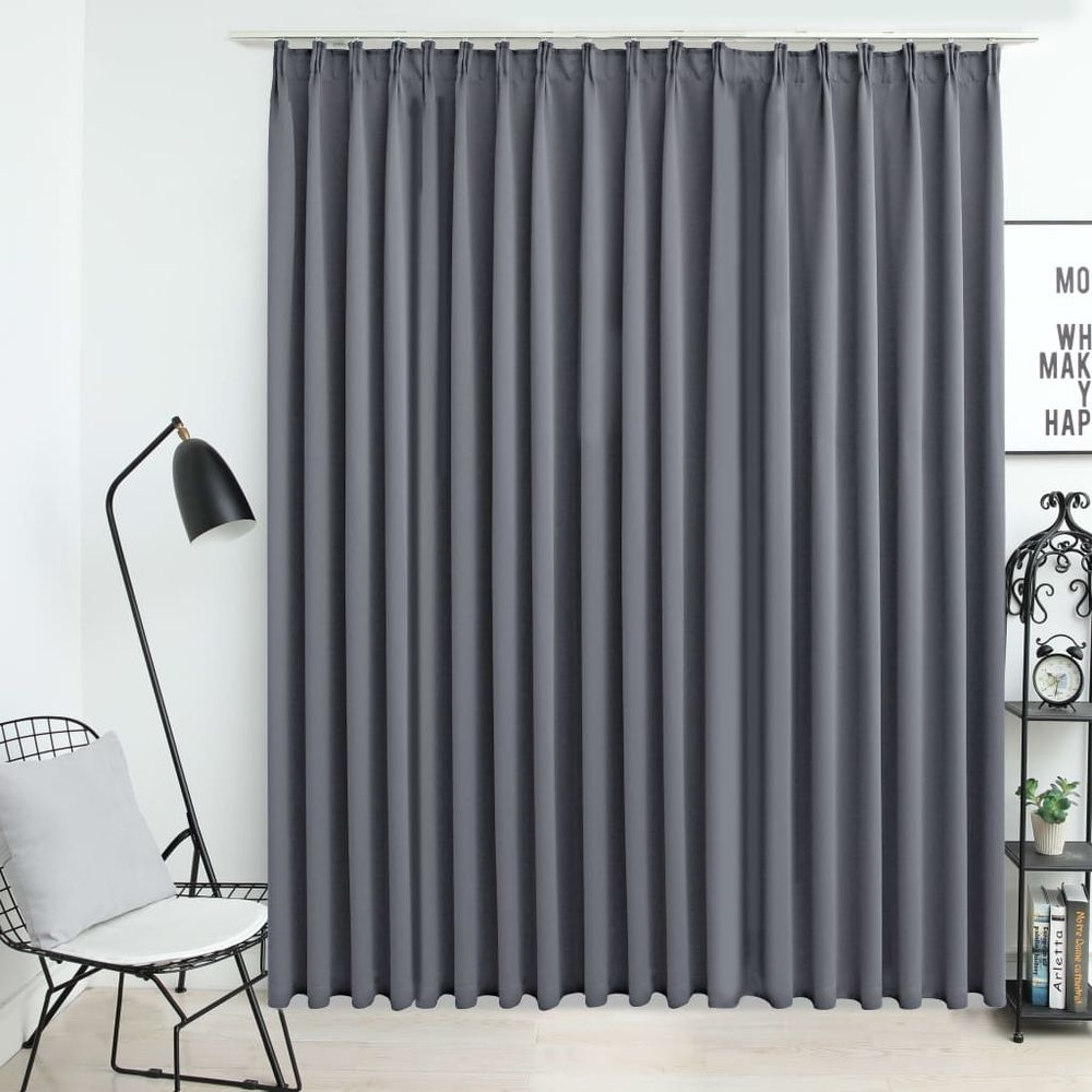 vidaXL Blackout Curtain with Hooks Black 290x245 cm vidaXL