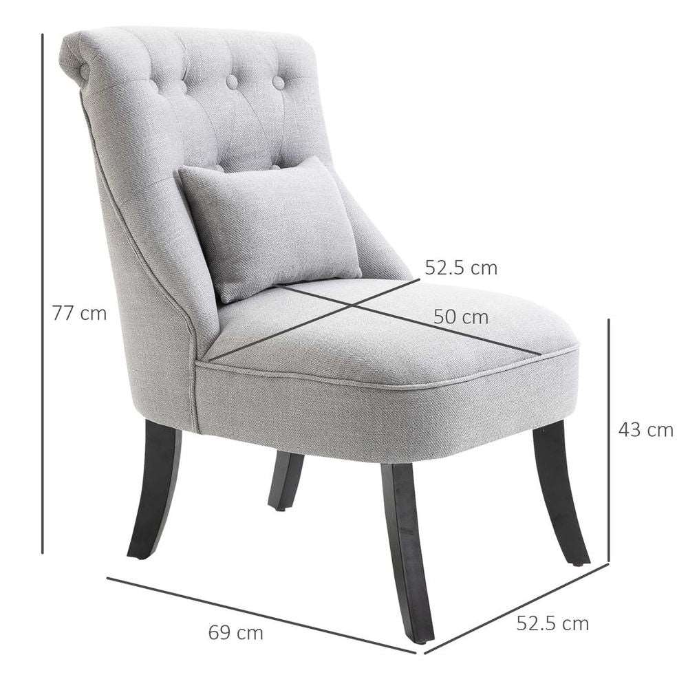 Fabric Single Sofa Dining Chair Upholstered W/ Pillow Solid Wood Leg Living Room HOMCOM