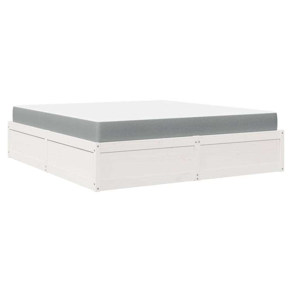 vidaXL Bed with Mattress White 180x200 cm Super King Solid Wood Pine vidaXL