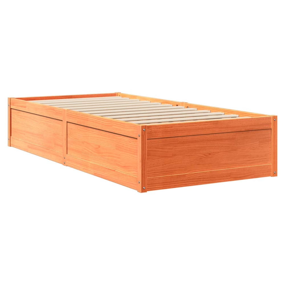 vidaXL Bed with Mattress Wax Brown 90x190 cm Single Solid Wood Pine vidaXL