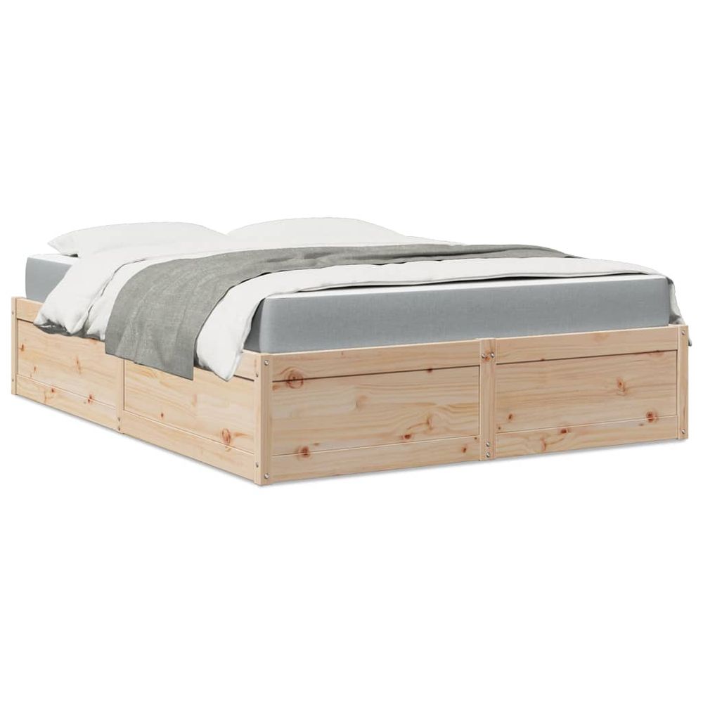 vidaXL Bed with Mattress 140x200 cm Solid Wood Pine vidaXL