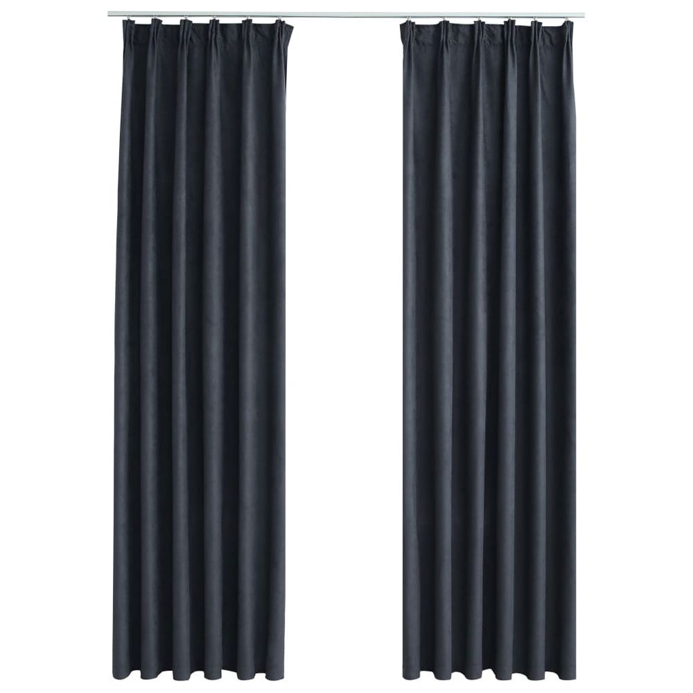 vidaXL Blackout Curtains with Hooks 2 pcs Anthracite 140x175 cm vidaXL