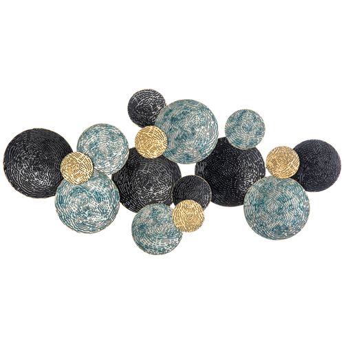HOMCOM Minimalist Metal Wall Art Circle Home Hanging Wall Sculpture, Blue Unbranded