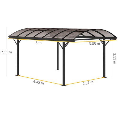 5 x 3m Hardtop Aluminium Gazebo Pergola Polycarbonate Roof, Brown Outsunny